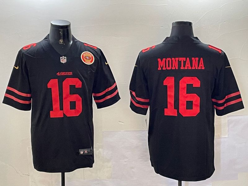 Men San Francisco 49ers 16 Montana Black Second generation 2024 Nike Limited NFL Jersey style 010811